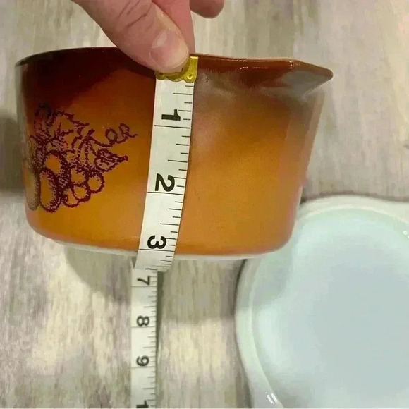 Vintage 1970s Pyrex Brown Old Orchard 1 Quart Casserole Dish With Lid 473 - Picture 5 of 8